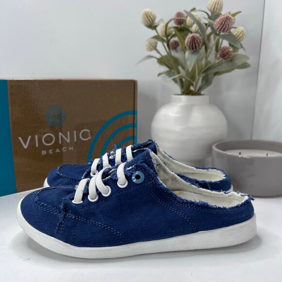Vionic Beach Breeze Canvas Slip On Sneaker Blue Women 5M - Picture 1 of 10